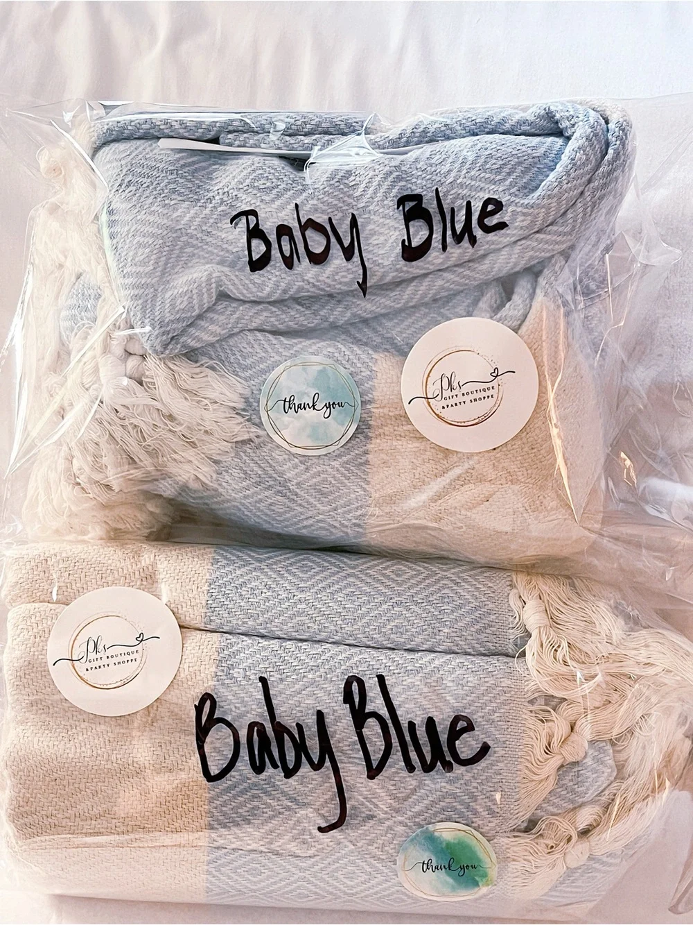 NWT! A PAIR of Baby Blue Woven Turkish Towels Bath/Beach
